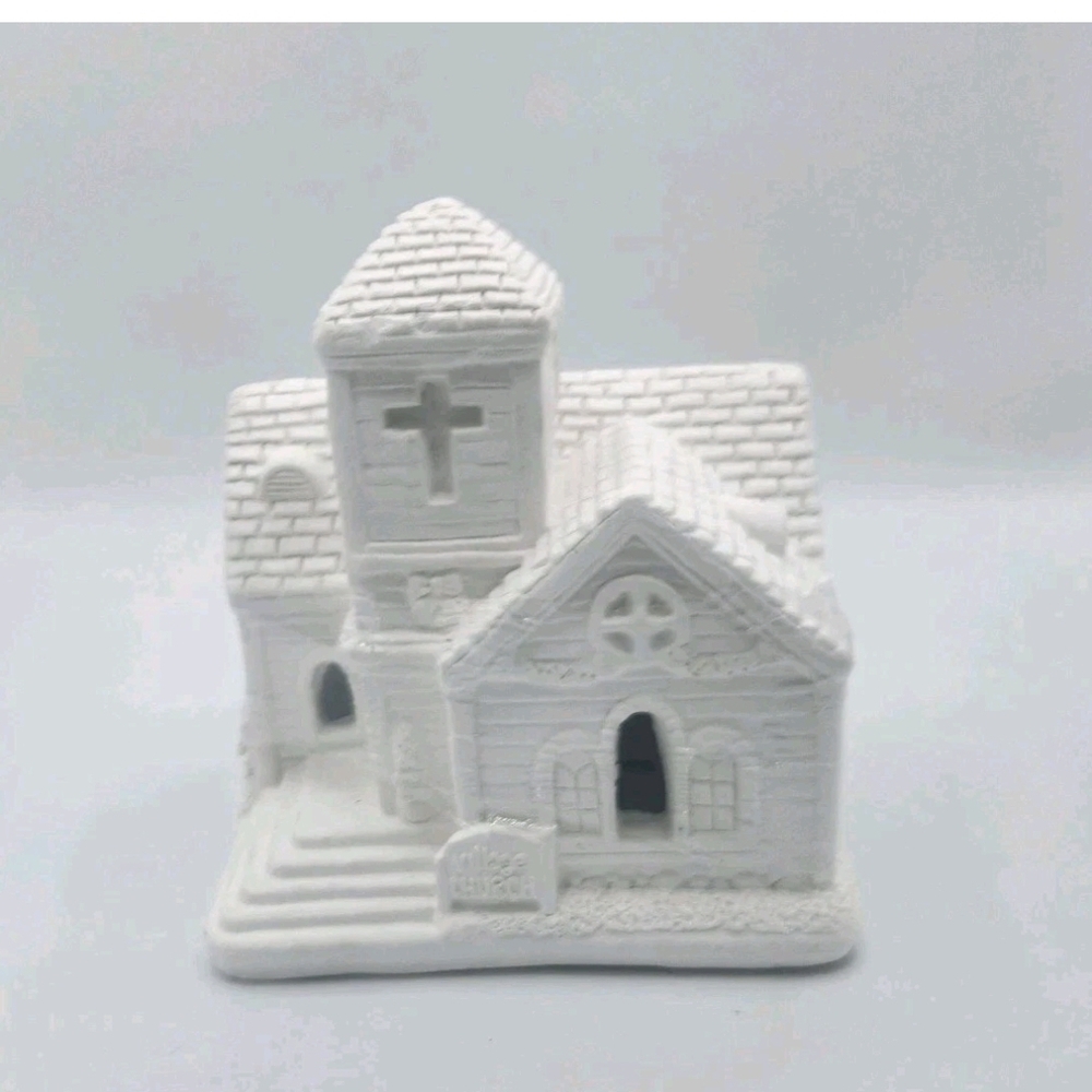 Village Church Ready To Paint Ceramic Plaster Christmas Village NEW Artminds
